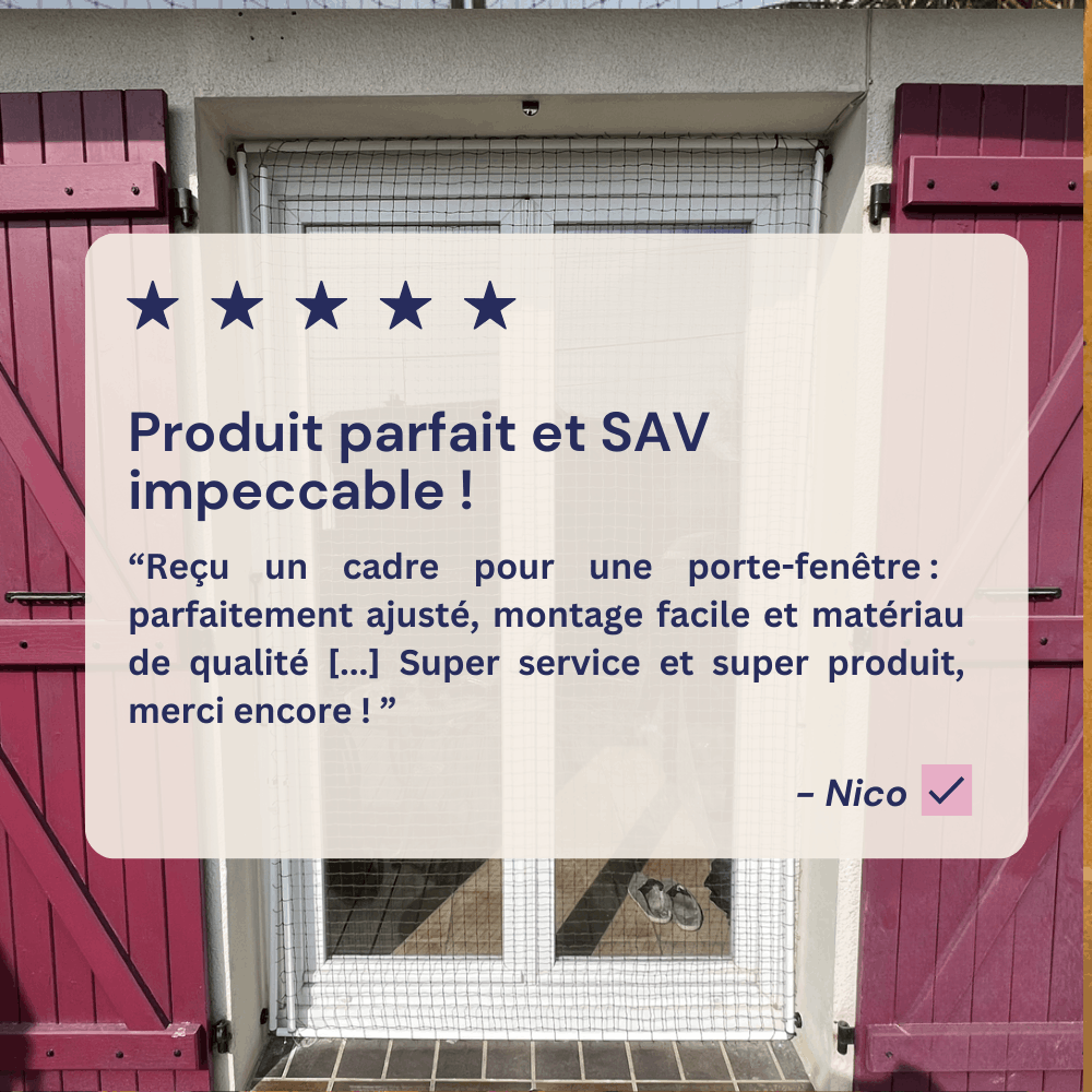 Cadre avec filet pour chat amovible sans trou ni vis - Sur mesure