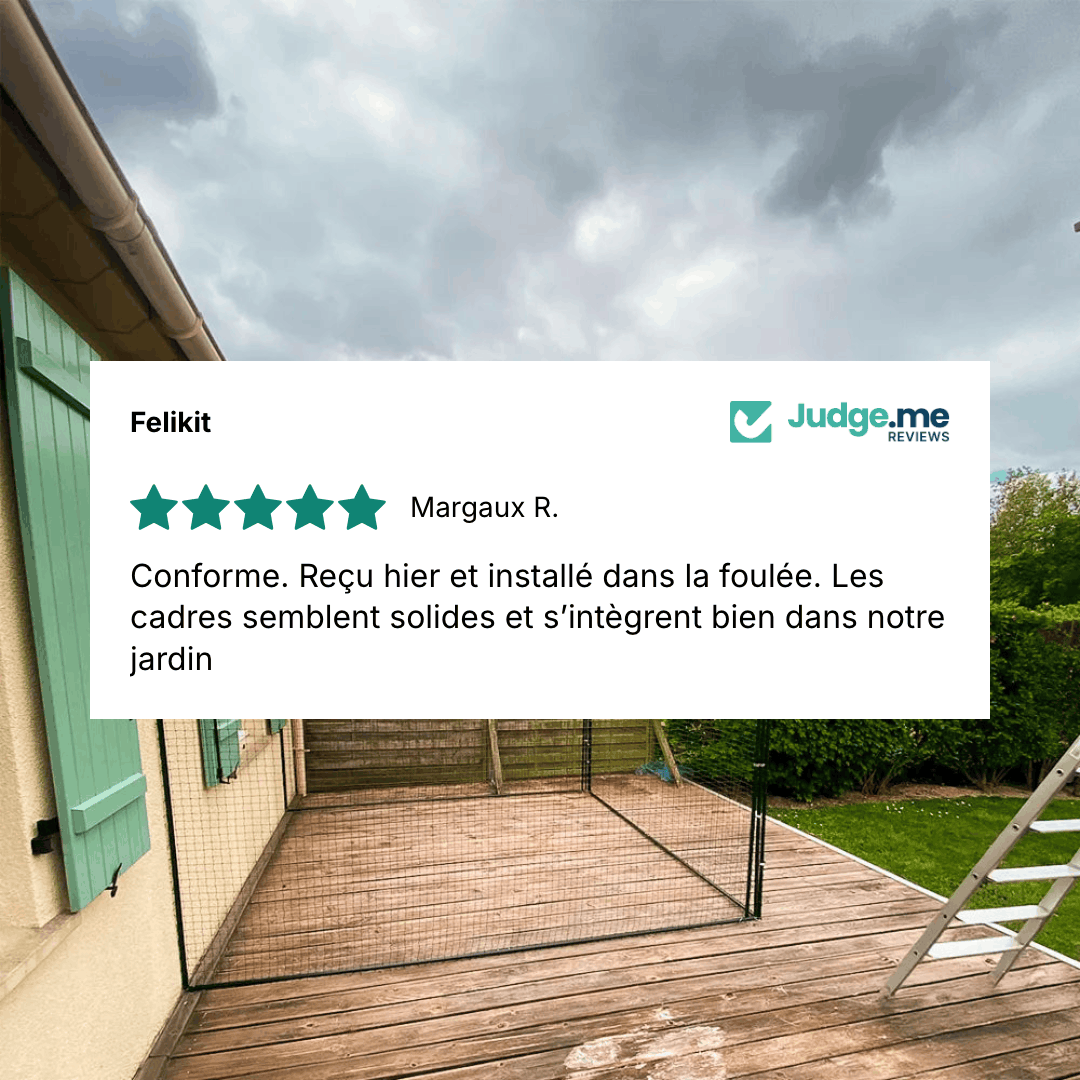 Avis client sur l'enclos sur-mesure pour chat de Felikit