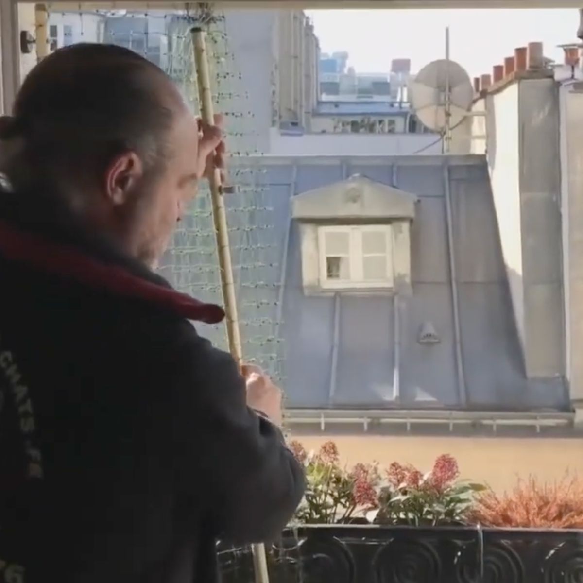 Un filet de protection pour chat est ouvert pour le reportage France 5