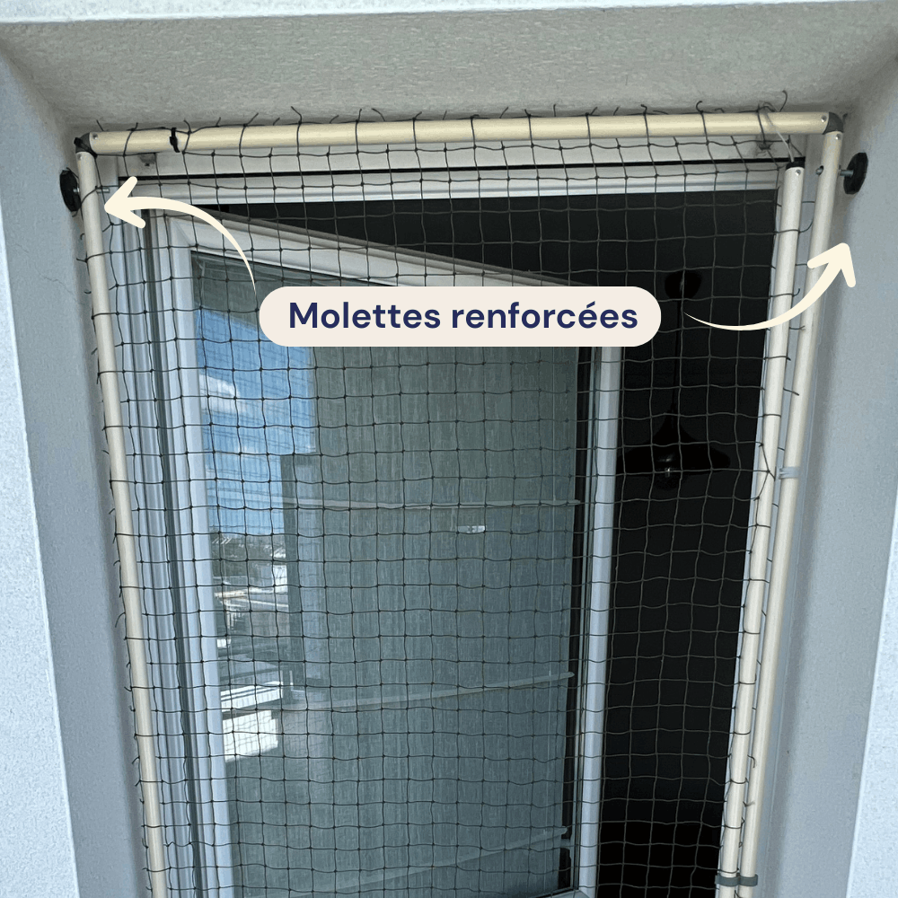 Cadre avec filet pour chat amovible sans trou ni vis - Sur mesure