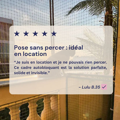 avis sur le cadre avec filet pour chat amovible sans trou ni vis