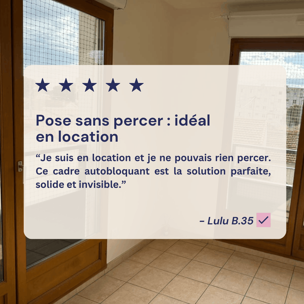 Cadre avec filet pour chat amovible sans trou ni vis - Sur mesure