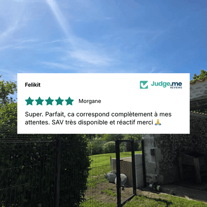 Avis client concernant la cloture bavolets et filet Felikit