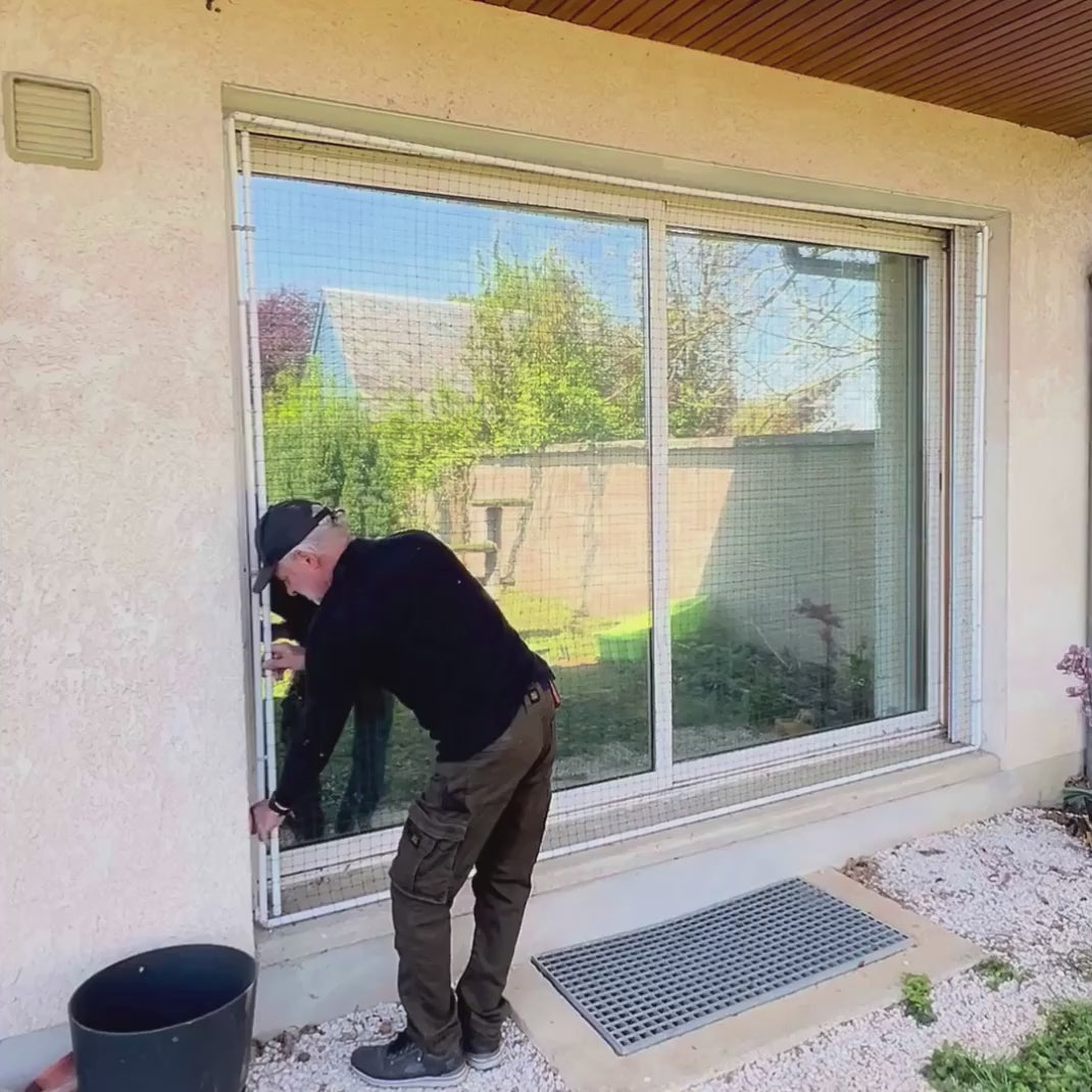 Cadre avec filet pour chat amovible sans trou ni vis - Sur mesure